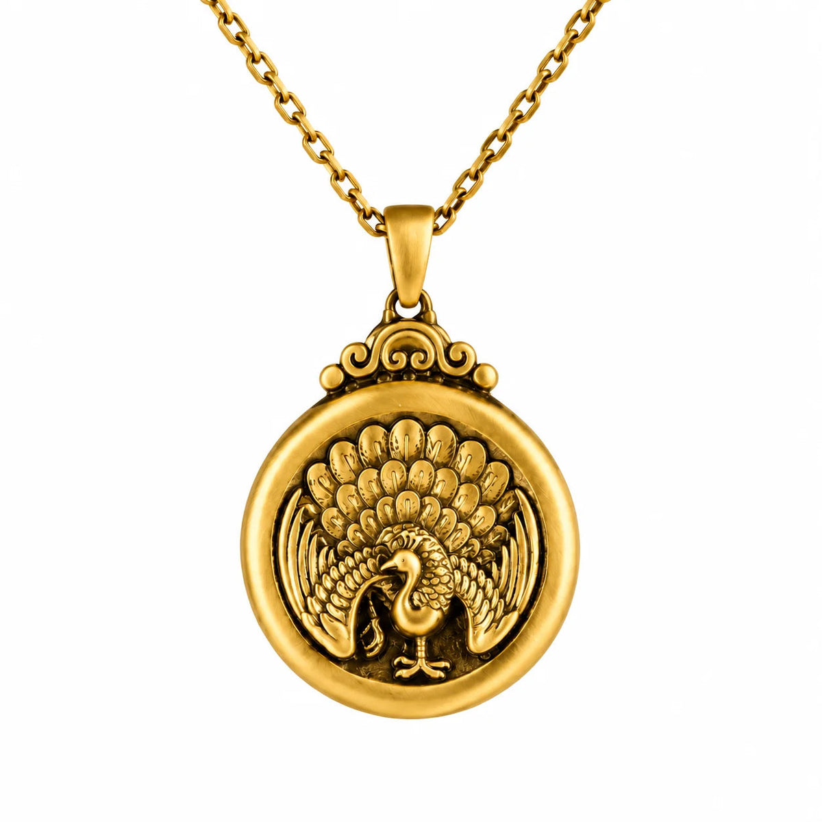 Peacock Elegance Medallion  Necklace Charmora Jewelry