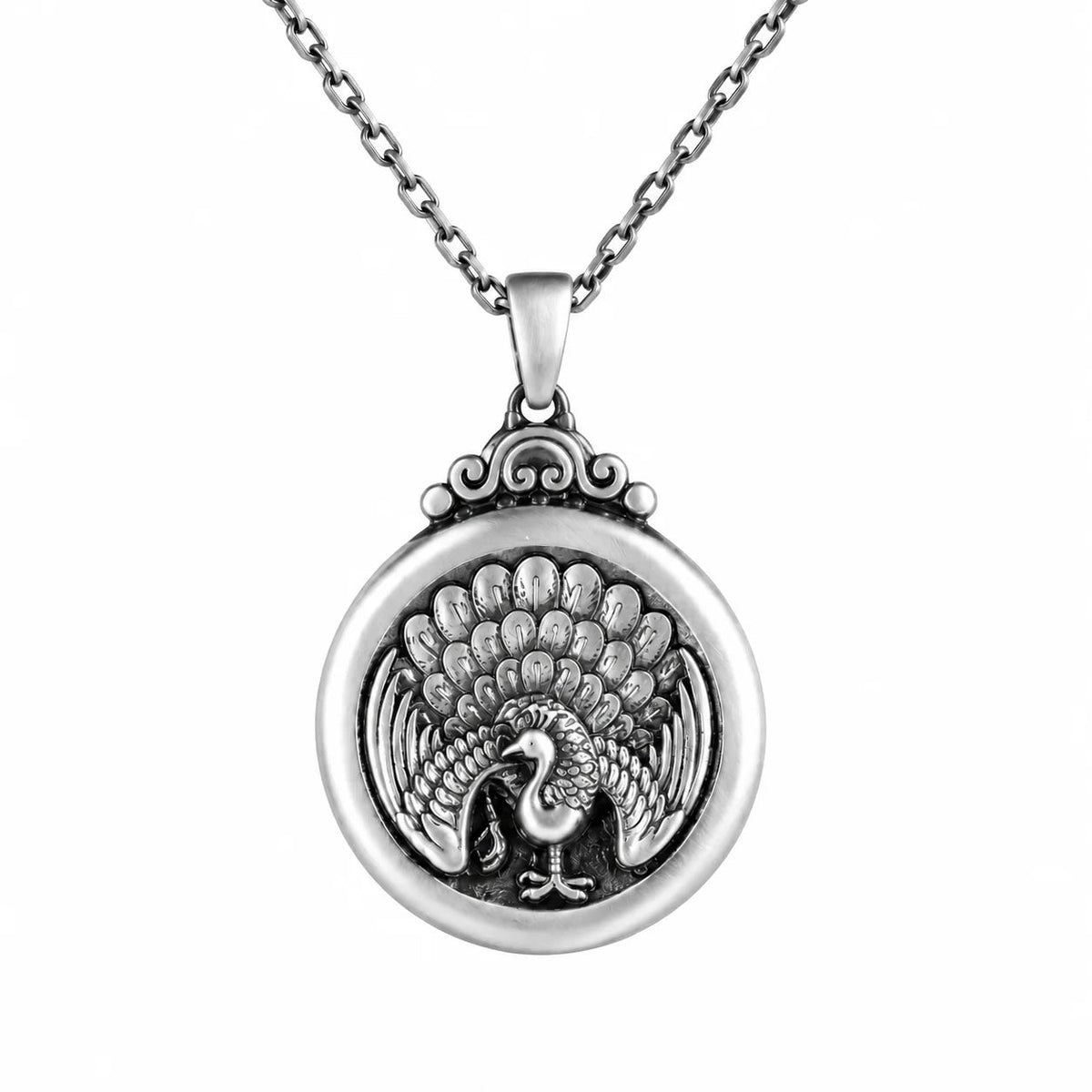Peacock Elegance Medallion  Necklace Charmora Jewelry