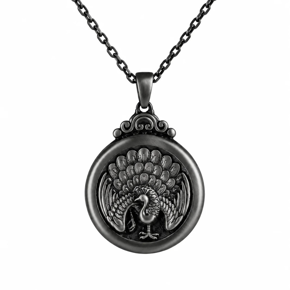 Peacock Elegance Medallion  Necklace Charmora Jewelry