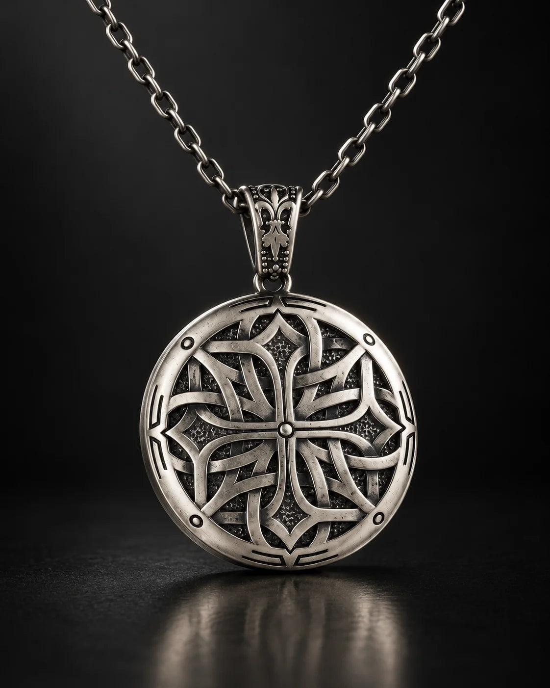 Celtic Knotwork Medallion  Necklace Charmora Jewelry