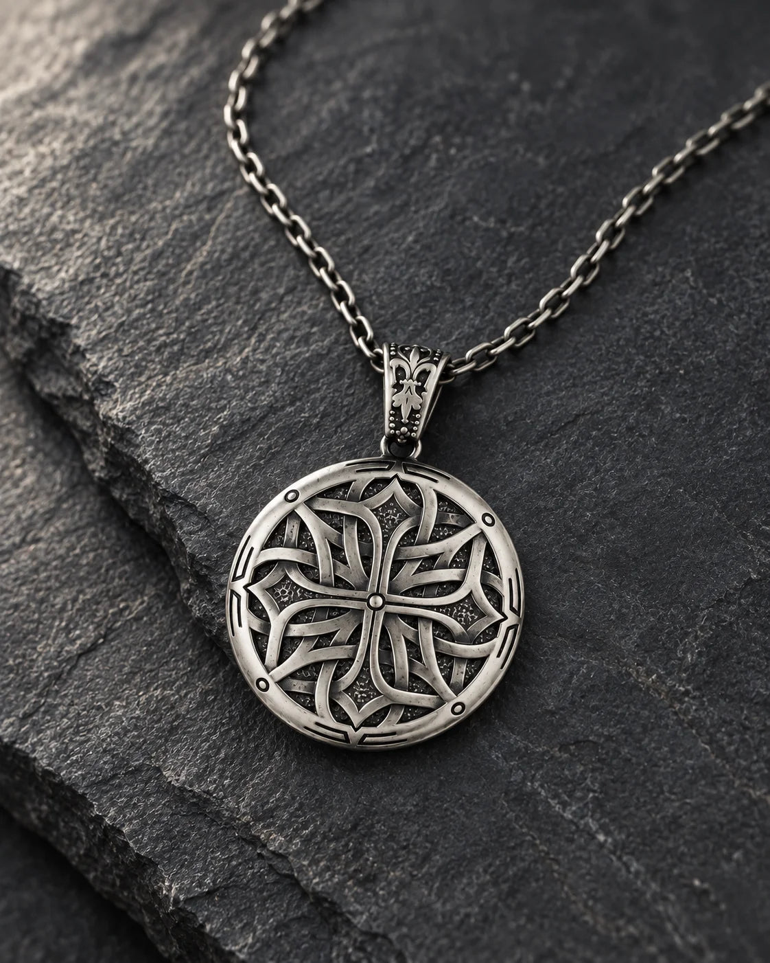 Celtic Knotwork Medallion  Necklace Charmora Jewelry