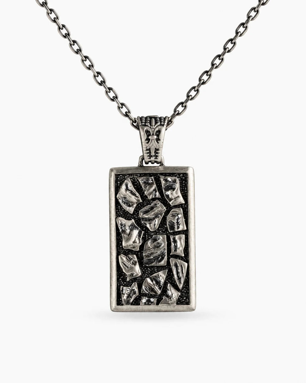 Reversible Abstract Dog Tag  Necklace Charmora Jewelry