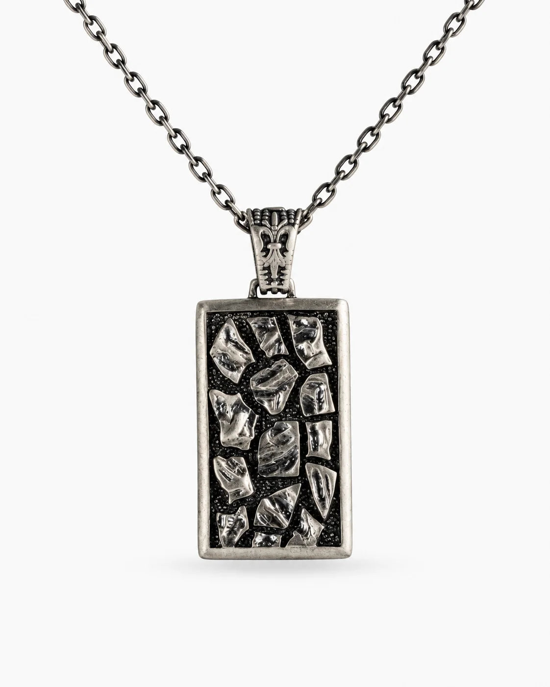 Reversible Abstract Dog Tag  Necklace Charmora Jewelry