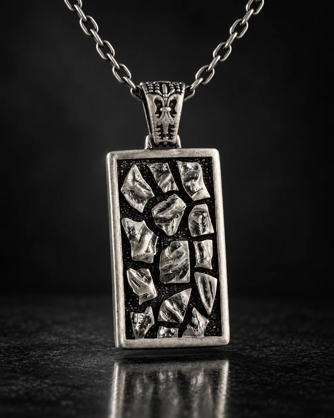 Reversible Abstract Dog Tag  Necklace Charmora Jewelry