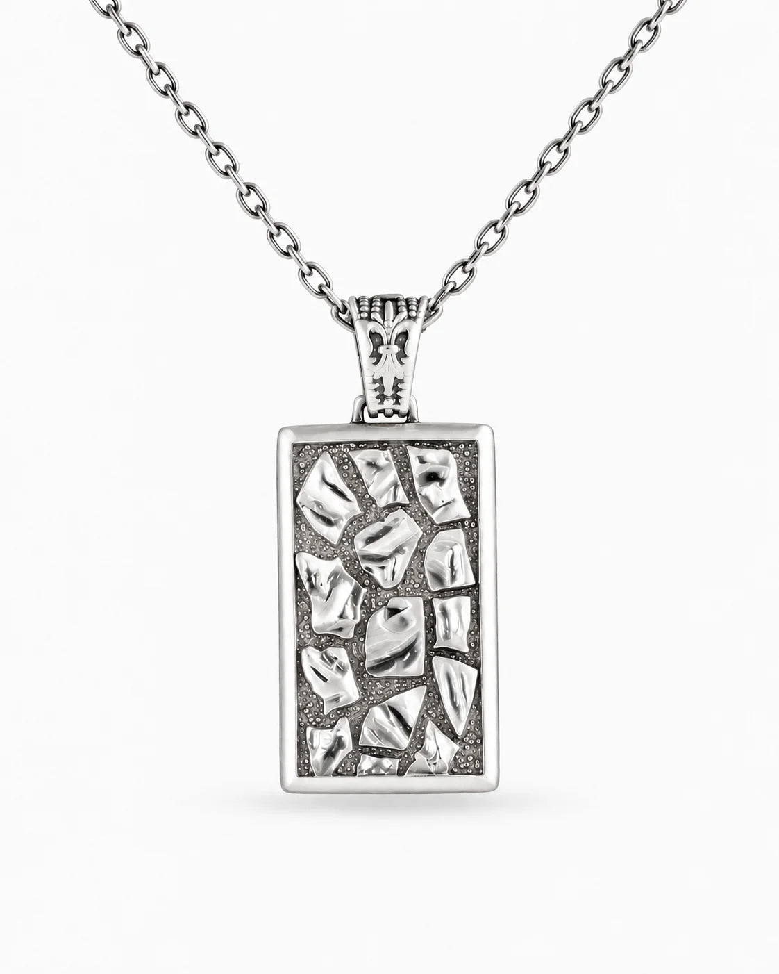 Reversible Abstract Dog Tag  Necklace Charmora Jewelry