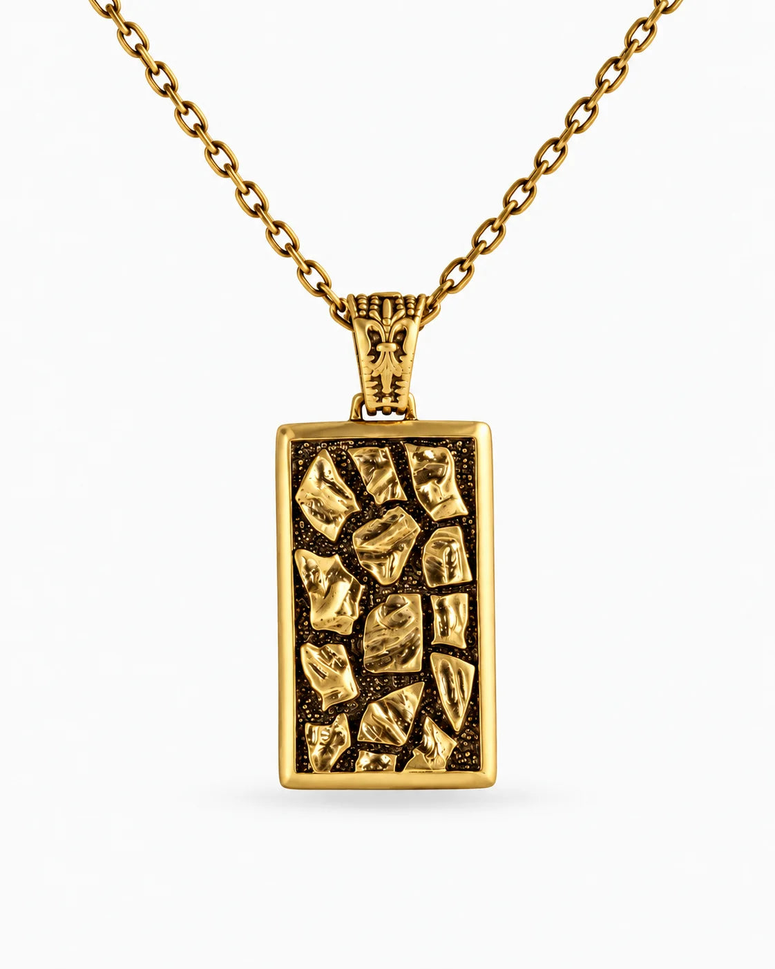 Reversible Abstract Dog Tag  Necklace Charmora Jewelry