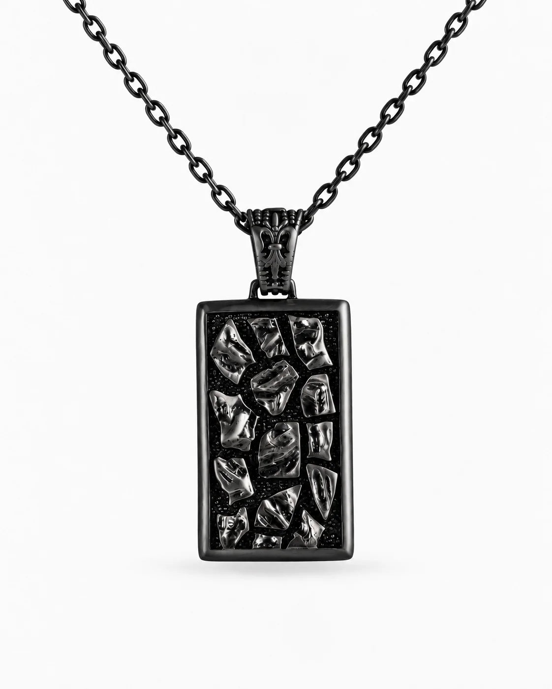 Reversible Abstract Dog Tag  Necklace Charmora Jewelry