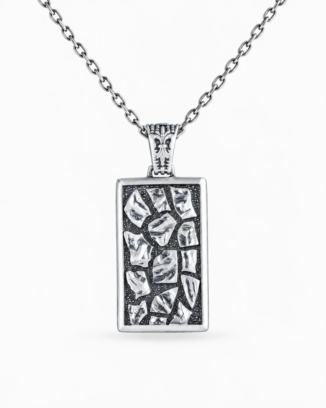 Reversible Abstract Dog Tag  Necklace Charmora Jewelry