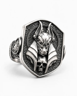 Ancient Egyptian Anubis Skull  Ring Charmora Jewelry