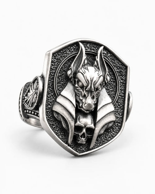 Ancient Egyptian Anubis Skull  Ring Charmora Jewelry