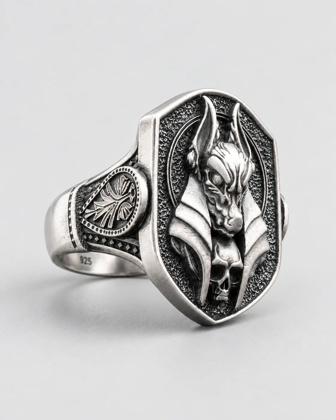 Ancient Egyptian Anubis Skull  Ring Charmora Jewelry
