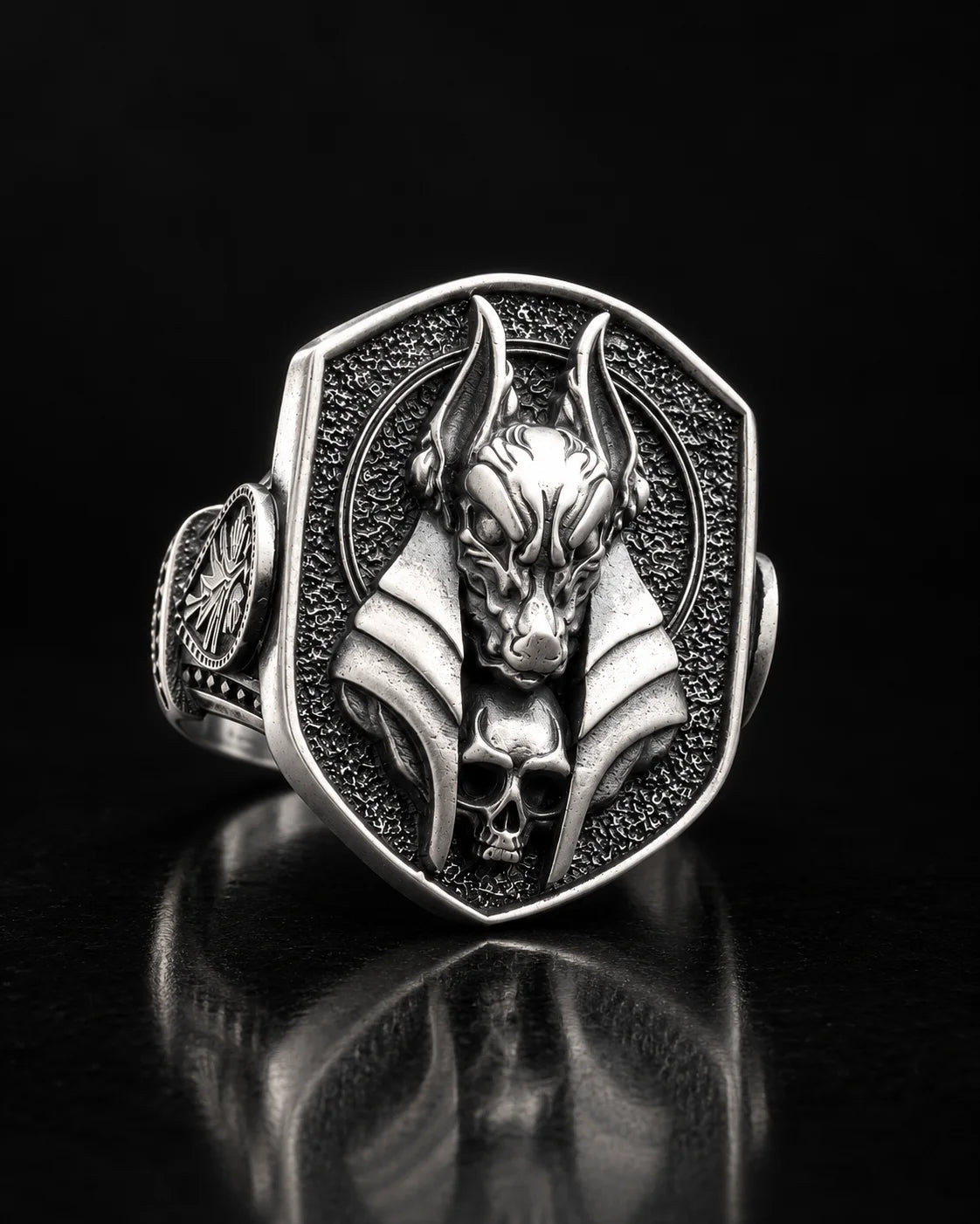 Ancient Egyptian Anubis Skull  Ring Charmora Jewelry