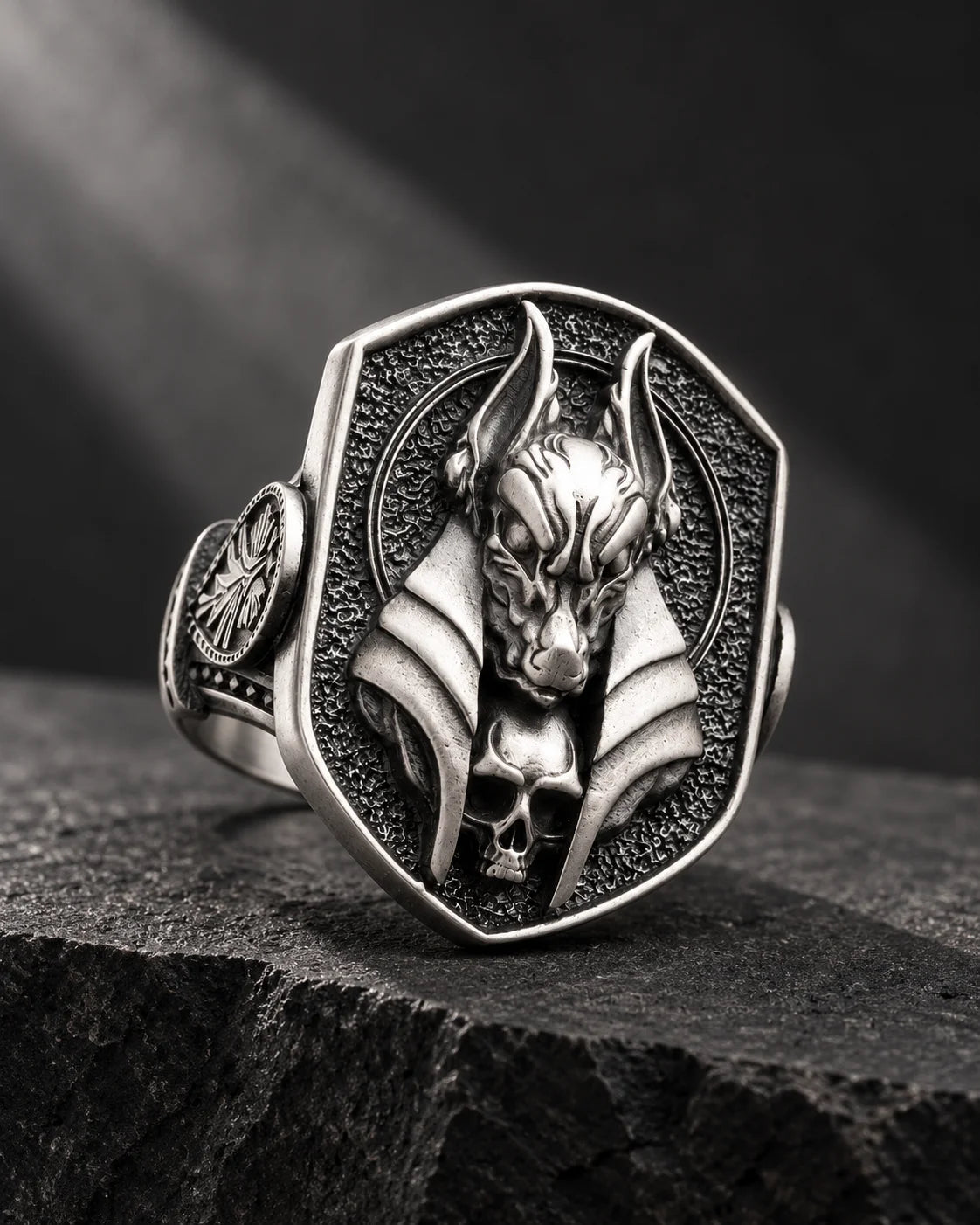 Ancient Egyptian Anubis Skull  Ring Charmora Jewelry