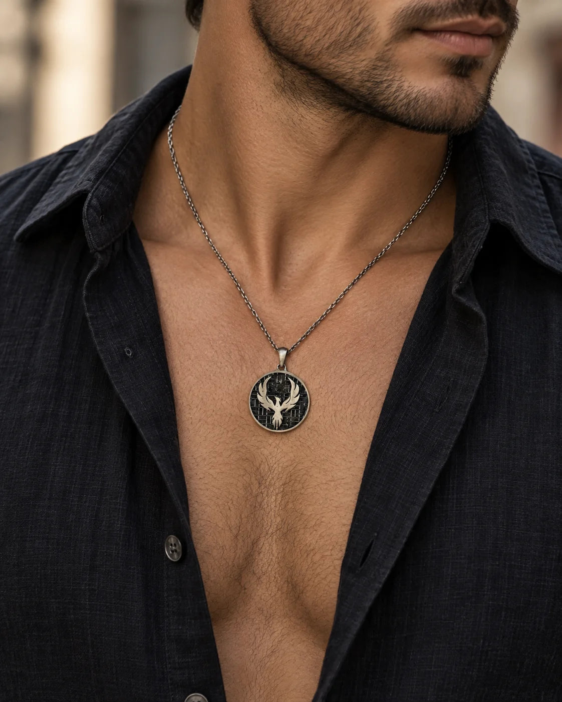 Phoenix Rising Medallion  Necklace Charmora Jewelry
