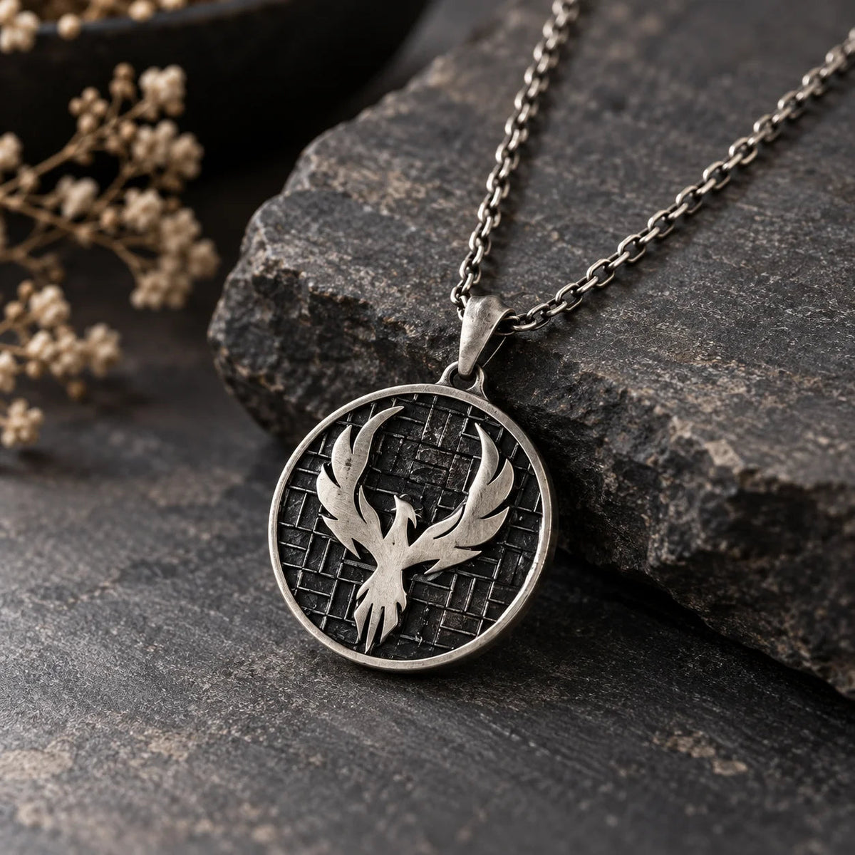 Phoenix Rising Medallion  Necklace Charmora Jewelry