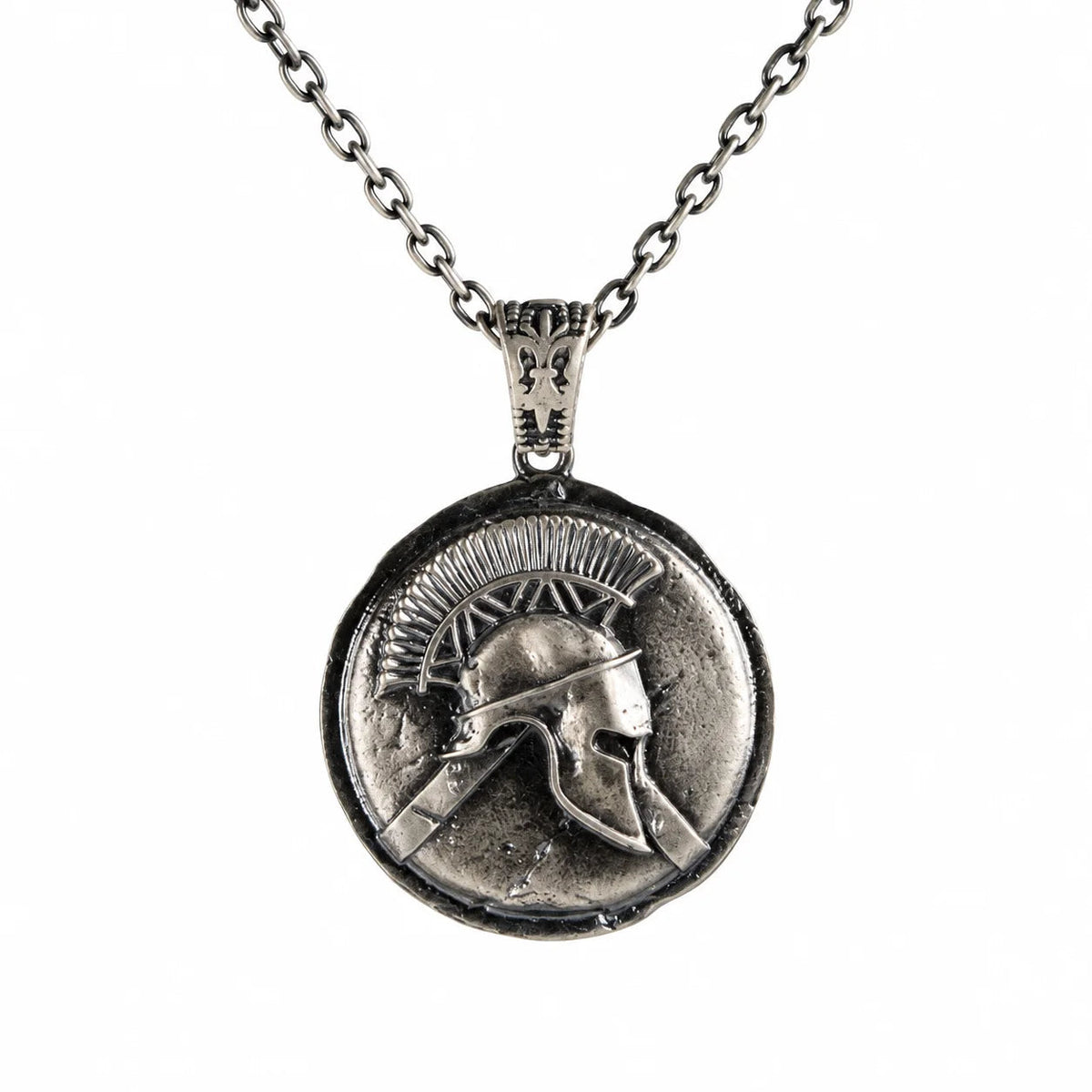 Spartan Helmet Coin  Necklace Charmora Jewelry