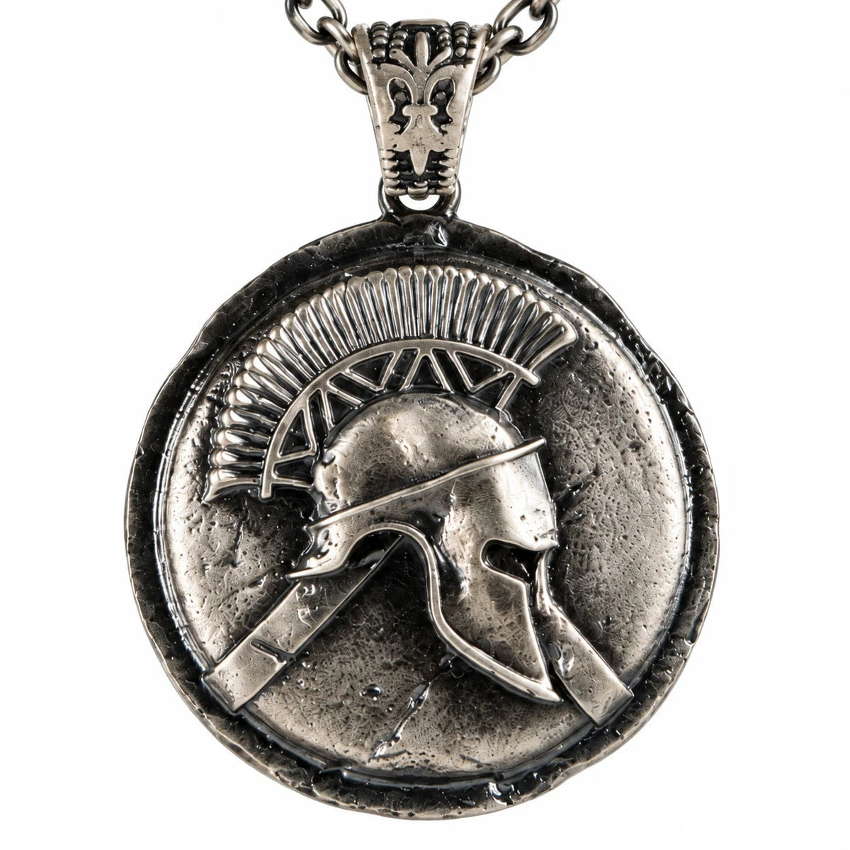 Spartan Helmet Coin  Necklace Charmora Jewelry