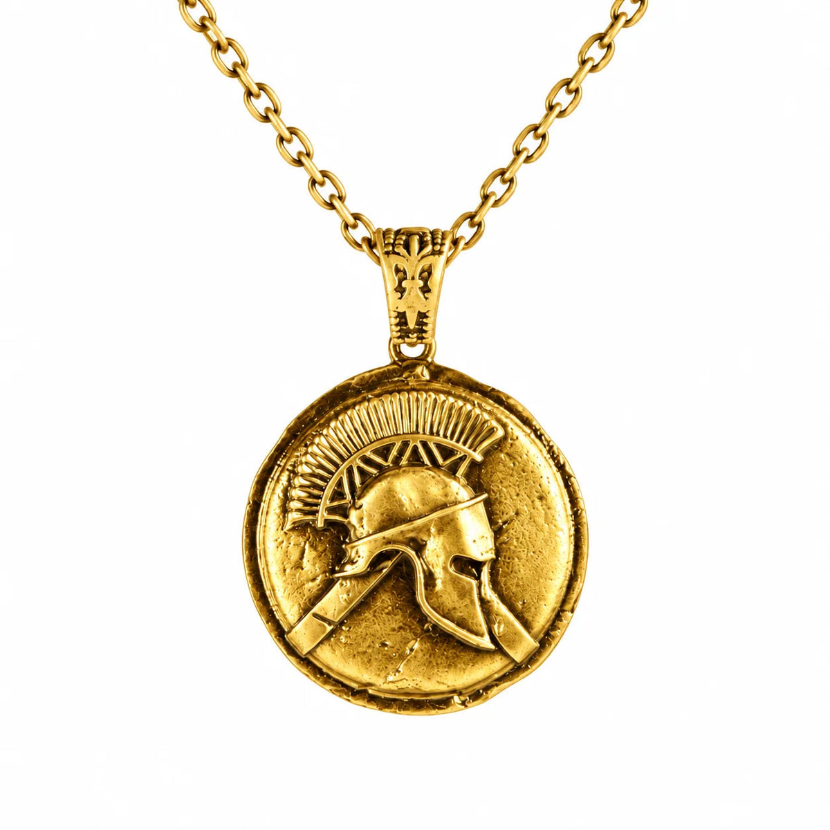 Spartan Helmet Coin  Necklace Charmora Jewelry