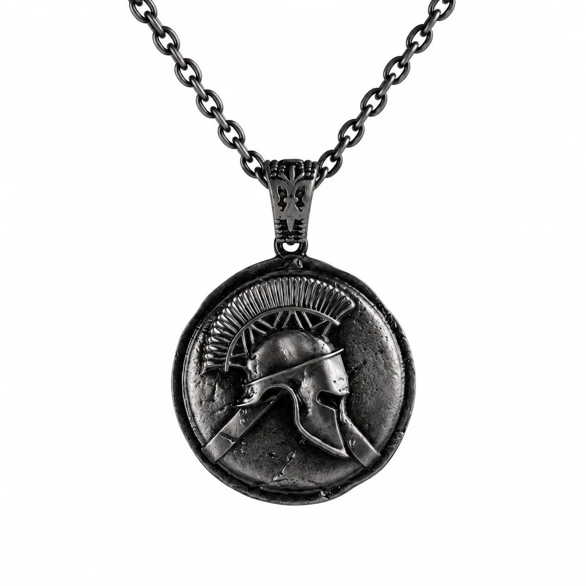 Spartan Helmet Coin  Necklace Charmora Jewelry