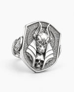 Ancient Egyptian Anubis Skull  Ring Charmora Jewelry