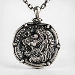 Reversible Lion Head Medallion  Necklace Charmora Jewelry