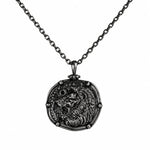 Reversible Lion Head Medallion  Necklace Charmora Jewelry