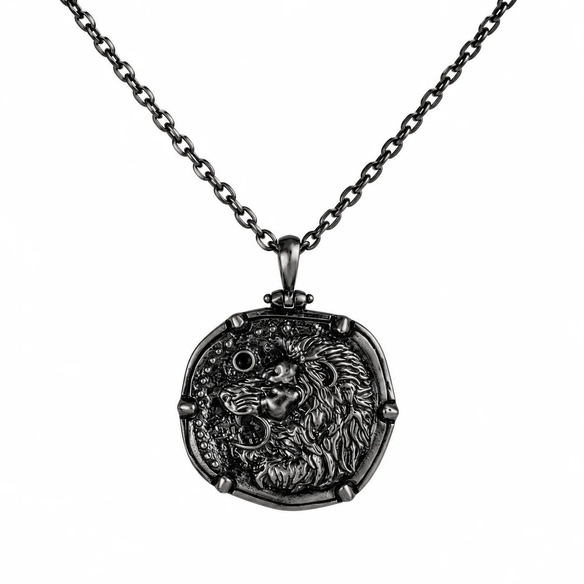 Reversible Lion Head Medallion  Necklace Charmora Jewelry