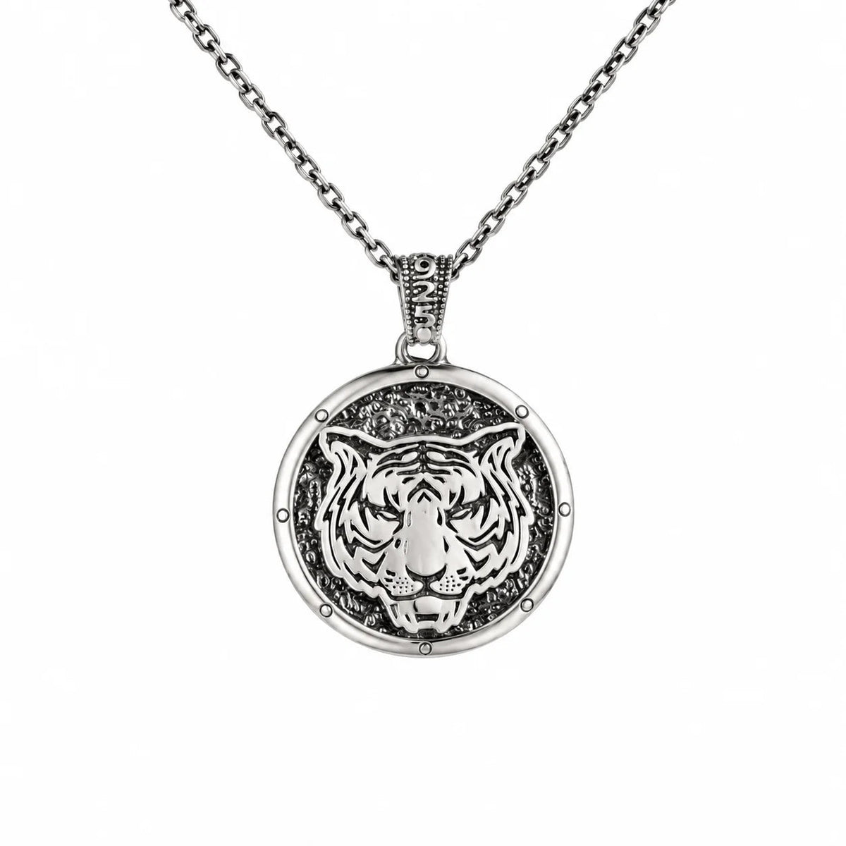 Reversible Tiger Head Medallion  Necklace Charmora Jewelry