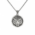 Reversible Tiger Head Medallion  Necklace Charmora Jewelry