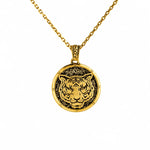 Reversible Tiger Head Medallion  Necklace Charmora Jewelry