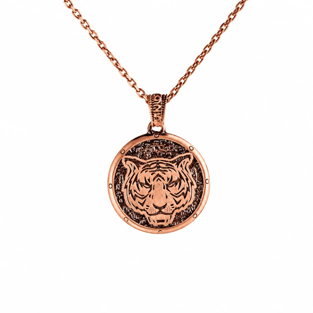Reversible Tiger Head Medallion  Necklace Charmora Jewelry
