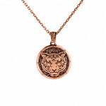 Reversible Tiger Head Medallion  Necklace Charmora Jewelry
