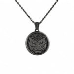 Reversible Tiger Head Medallion  Necklace Charmora Jewelry