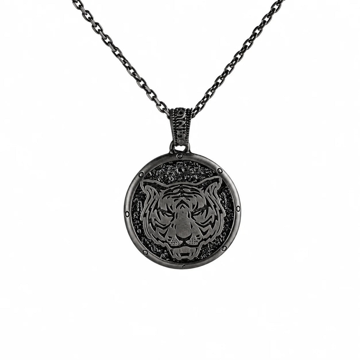 Reversible Tiger Head Medallion  Necklace Charmora Jewelry