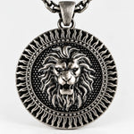Lion Head Sun Medallion  Necklace Charmora Jewelry