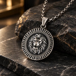 Lion Head Sun Medallion  Necklace Charmora Jewelry