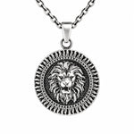 Lion Head Sun Medallion  Necklace Charmora Jewelry