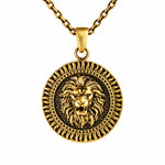 Lion Head Sun Medallion  Necklace Charmora Jewelry