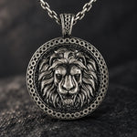 Lion Head Power Medallion  Necklace Charmora Jewelry