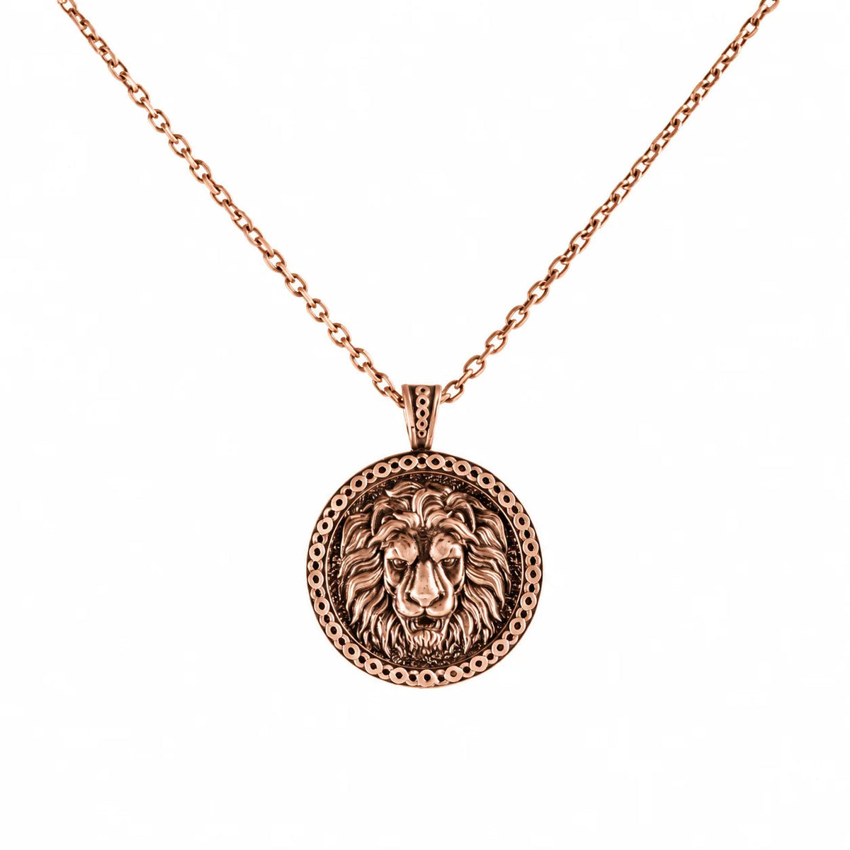 Lion Head Power Medallion  Necklace Charmora Jewelry