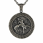 Ancient Greek Wrestling Medallion  Necklace Charmora Jewelry