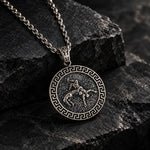 Ancient Greek Wrestling Medallion  Necklace Charmora Jewelry