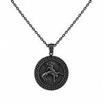 Ancient Greek Wrestling Medallion  Necklace Charmora Jewelry