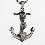 Mermaid Anchor Pendant  Necklace Charmora Jewelry