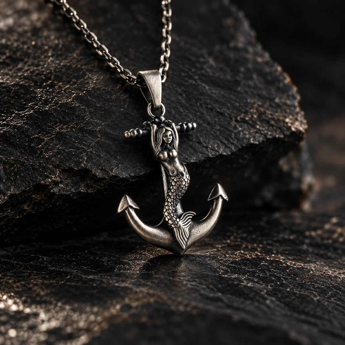 Mermaid Anchor Pendant  Necklace Charmora Jewelry