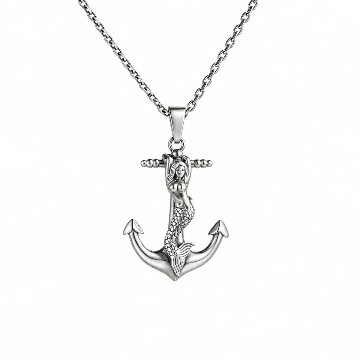 Mermaid Anchor Pendant  Necklace Charmora Jewelry