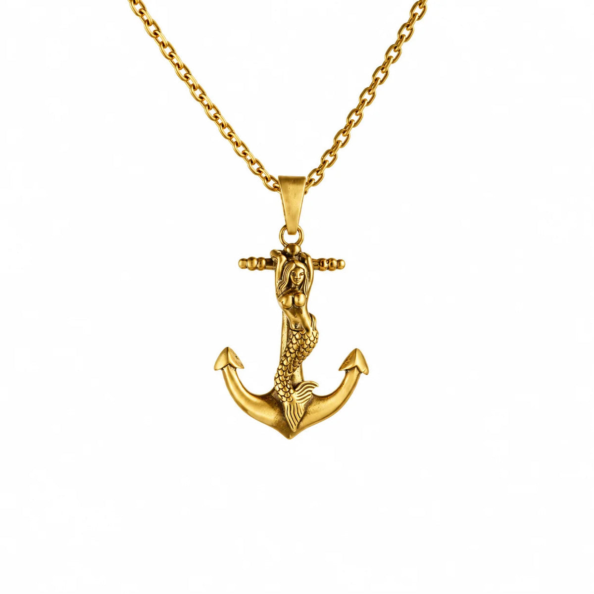 Mermaid Anchor Pendant  Necklace Charmora Jewelry