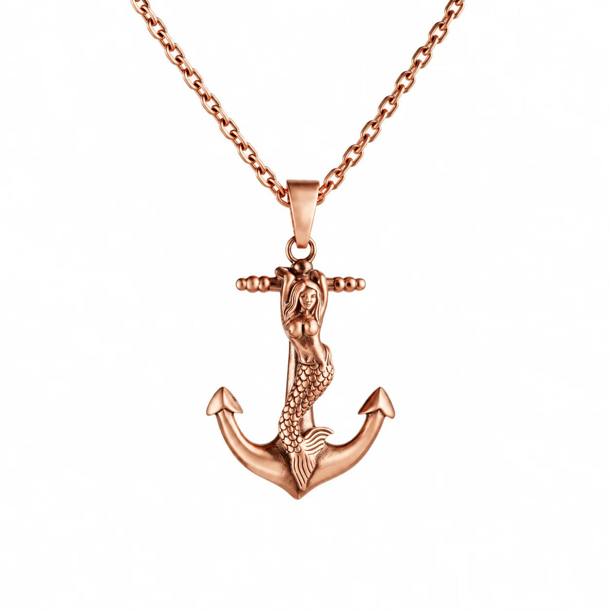 Mermaid Anchor Pendant  Necklace Charmora Jewelry