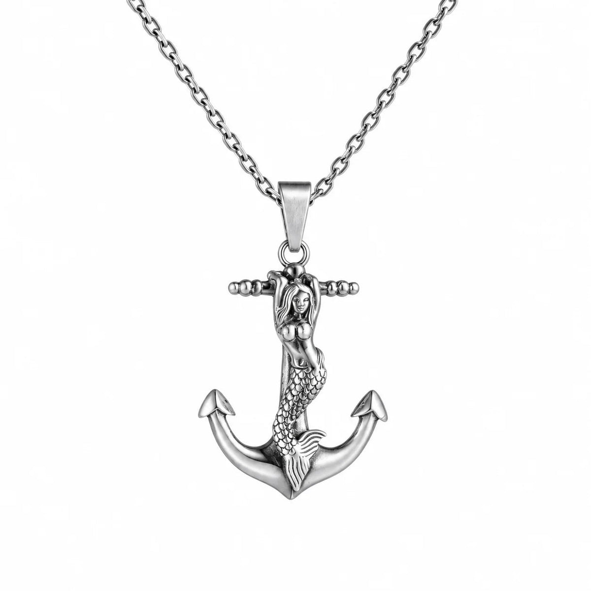 Mermaid Anchor Pendant  Necklace Charmora Jewelry