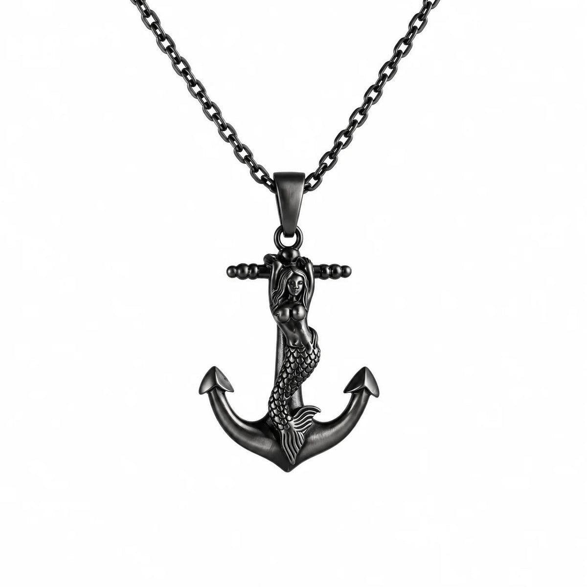 Mermaid Anchor Pendant  Necklace Charmora Jewelry